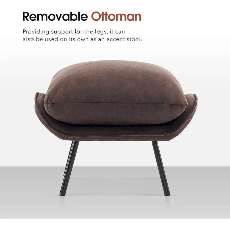 Ensemble de 2 fauteuils d'appoint avec ottoman, Tissu Leathaire LW951