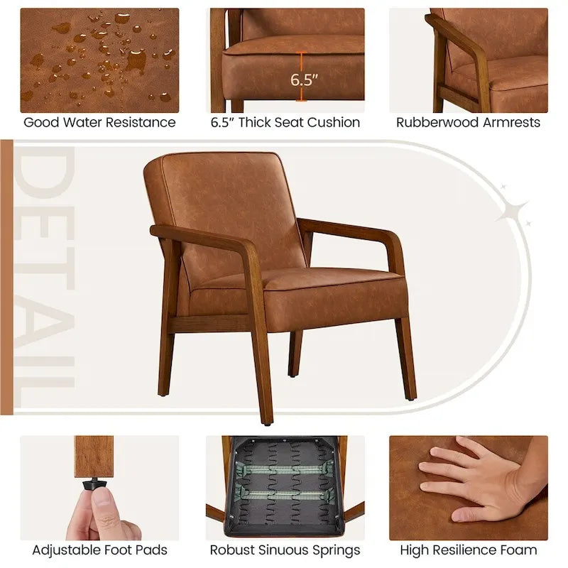 Fauteuil d'appoint moderne en similicuir Yaheetech