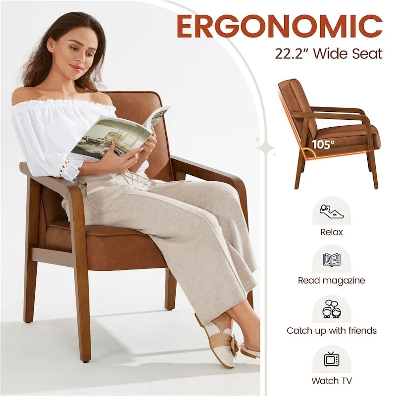 Fauteuil d'appoint moderne en similicuir Yaheetech