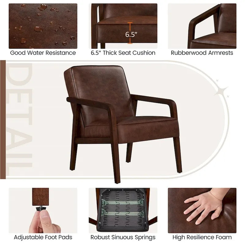 Fauteuil d'appoint moderne en similicuir Yaheetech