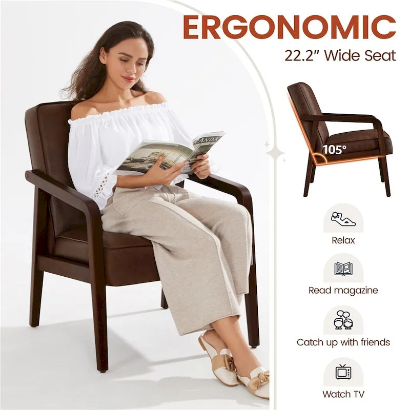 Fauteuil d'appoint moderne en similicuir Yaheetech