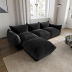 Canapé sectionnel en forme de L de 103 po, canapé modulaire 4 places minimaliste en chenille avec pouf réversible