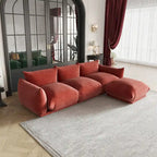 Canapé sectionnel en forme de L de 103 po, canapé modulaire 4 places minimaliste en chenille avec pouf réversible