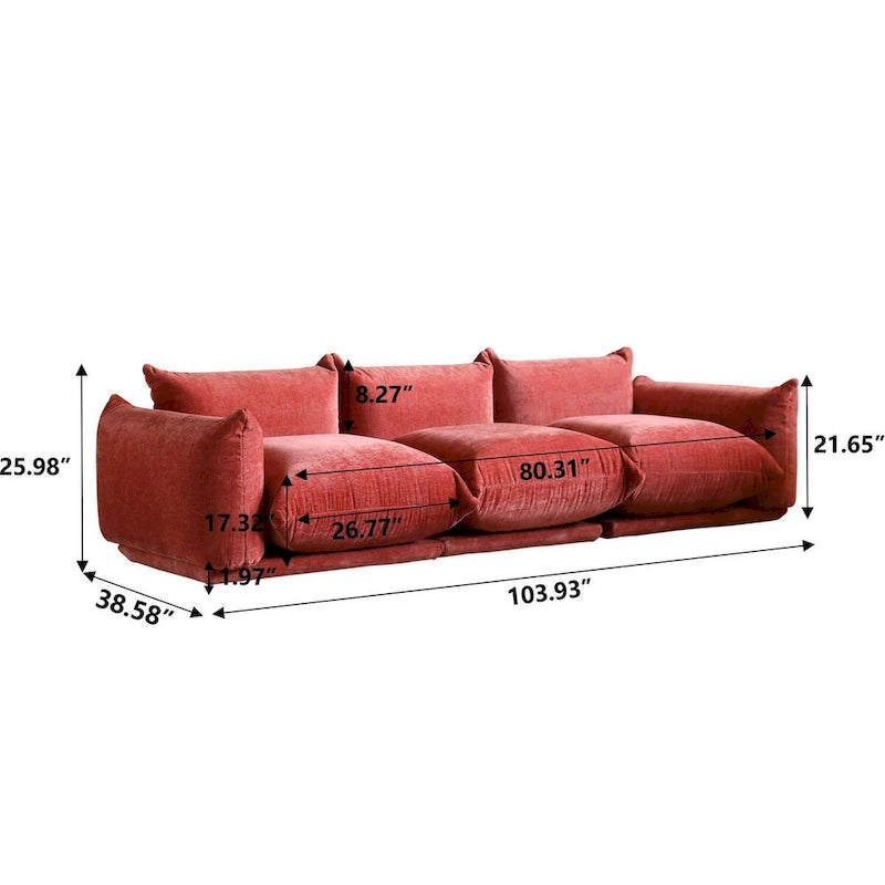 Canapé sectionnel en forme de L de 103 po, canapé modulaire 4 places minimaliste en chenille avec pouf réversible