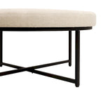 Pouffe rond touffeté en coton et lin avec cadre en fer