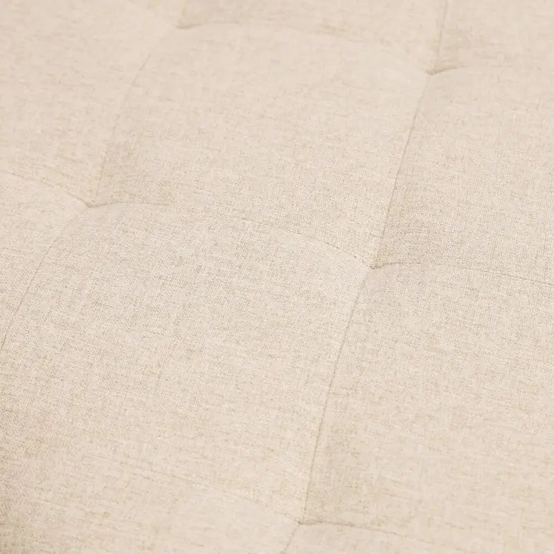 Pouffe rond touffeté en coton et lin avec cadre en fer