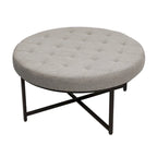 Pouffe rond touffeté en coton et lin avec cadre en fer