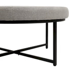 Pouffe rond touffeté en coton et lin avec cadre en fer