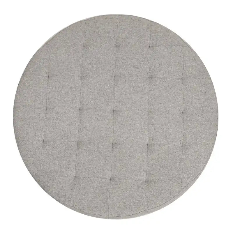 Pouffe rond touffeté en coton et lin avec cadre en fer