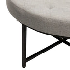 Pouffe rond touffeté en coton et lin avec cadre en fer