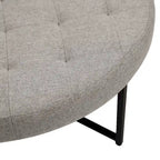 Pouffe rond touffeté en coton et lin avec cadre en fer