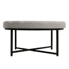 Pouffe rond touffeté en coton et lin avec cadre en fer