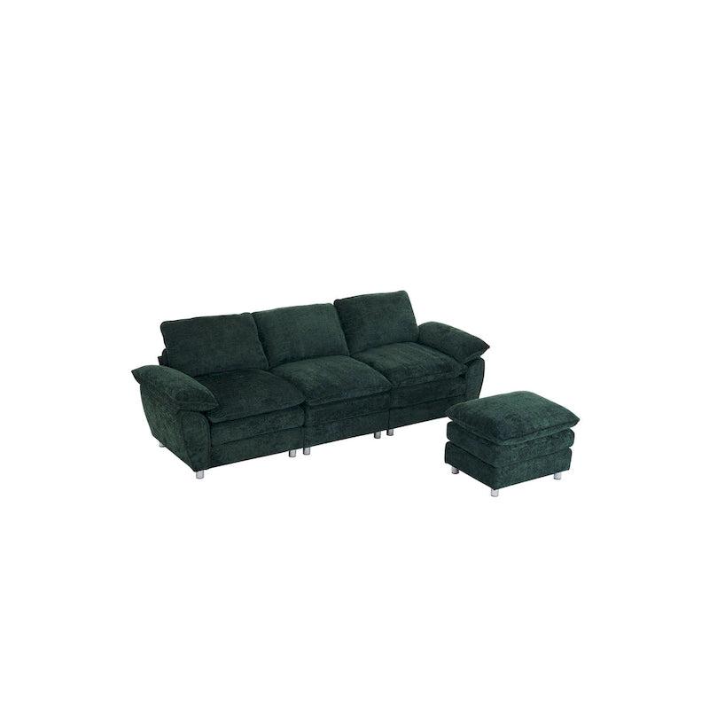 Canapé moderne foncé trois places, canapé-lit en polyester, mobilier rembourré confortable pour salon, appartement