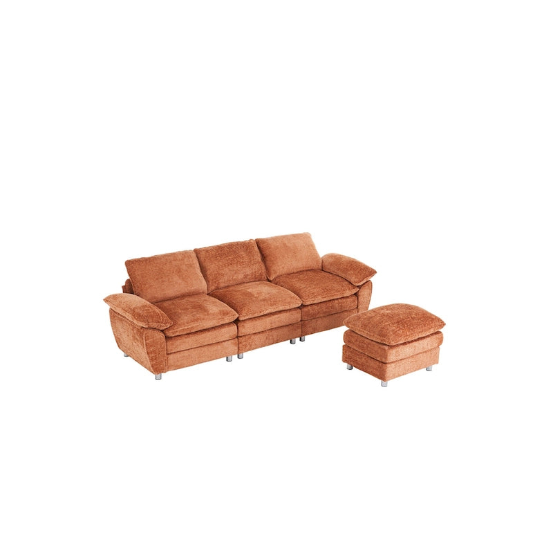 Canapé moderne foncé trois places, canapé-lit en polyester, mobilier rembourré confortable pour salon, appartement