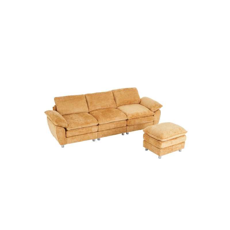 Canapé moderne foncé trois places, canapé-lit en polyester, mobilier rembourré confortable pour salon, appartement