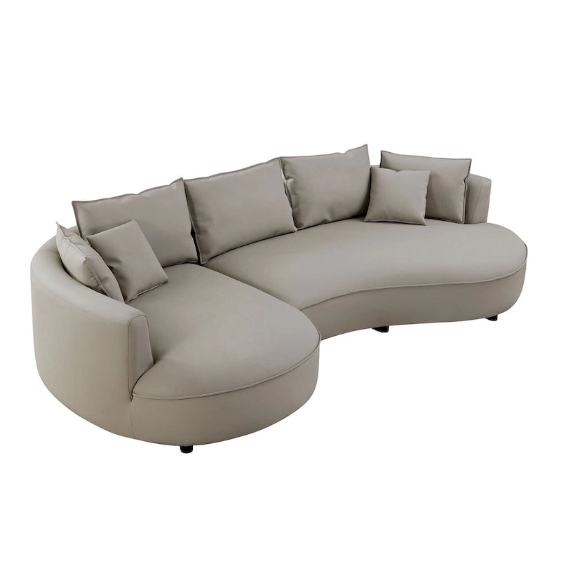 Canapé d'angle en cuir avec méridienne Grand canapé de luxe pour salon