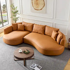 Canapé d'angle en cuir avec méridienne Grand canapé de luxe pour salon
