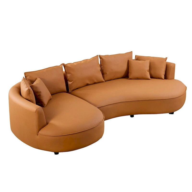 Canapé d'angle en cuir avec méridienne Grand canapé de luxe pour salon