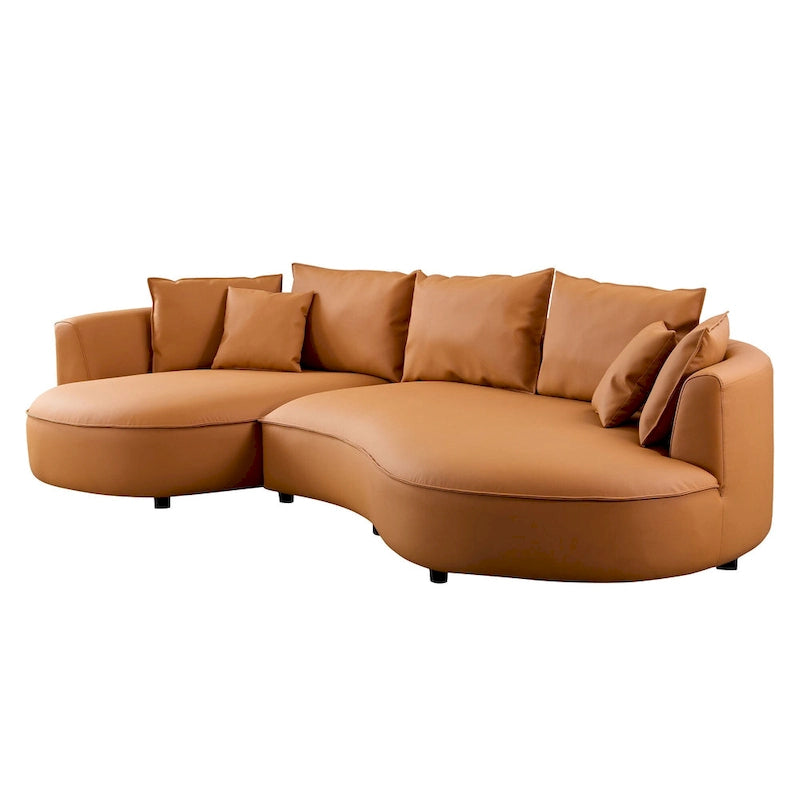 Canapé d'angle en cuir avec méridienne Grand canapé de luxe pour salon