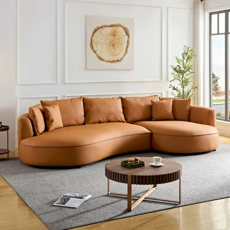 Canapé d'angle en cuir avec méridienne Grand canapé de luxe pour salon