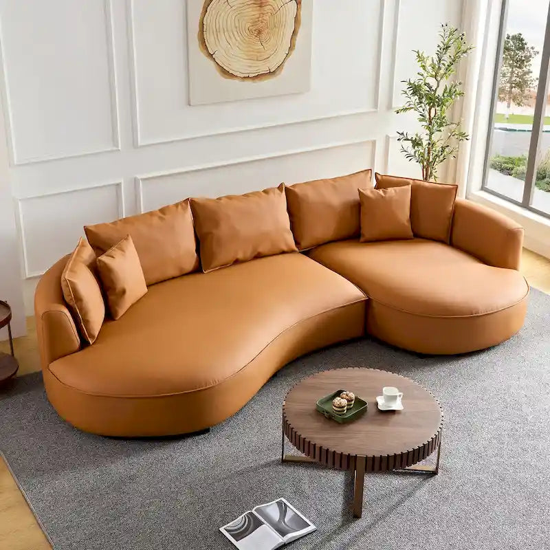 Canapé d'angle en cuir avec méridienne Grand canapé de luxe pour salon