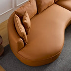 Canapé d'angle en cuir avec méridienne Grand canapé de luxe pour salon