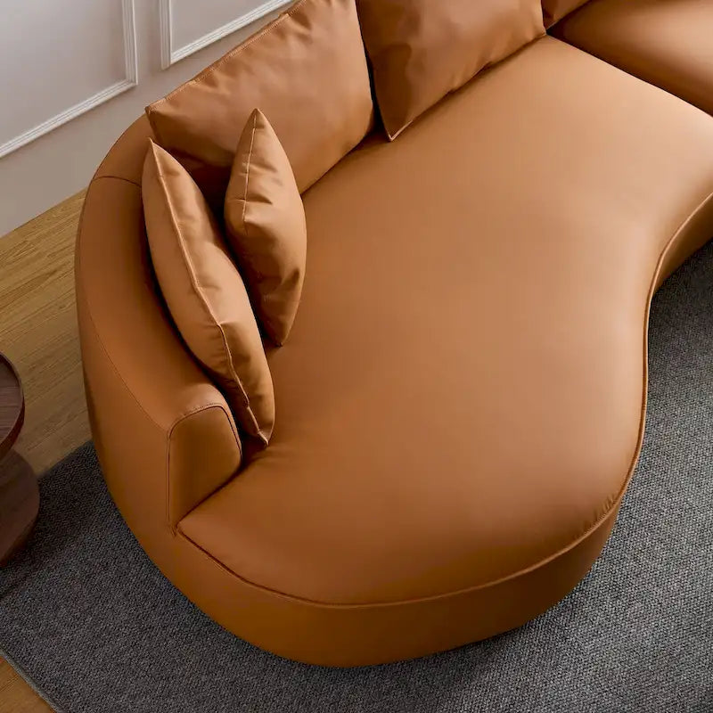 Canapé d'angle en cuir avec méridienne Grand canapé de luxe pour salon