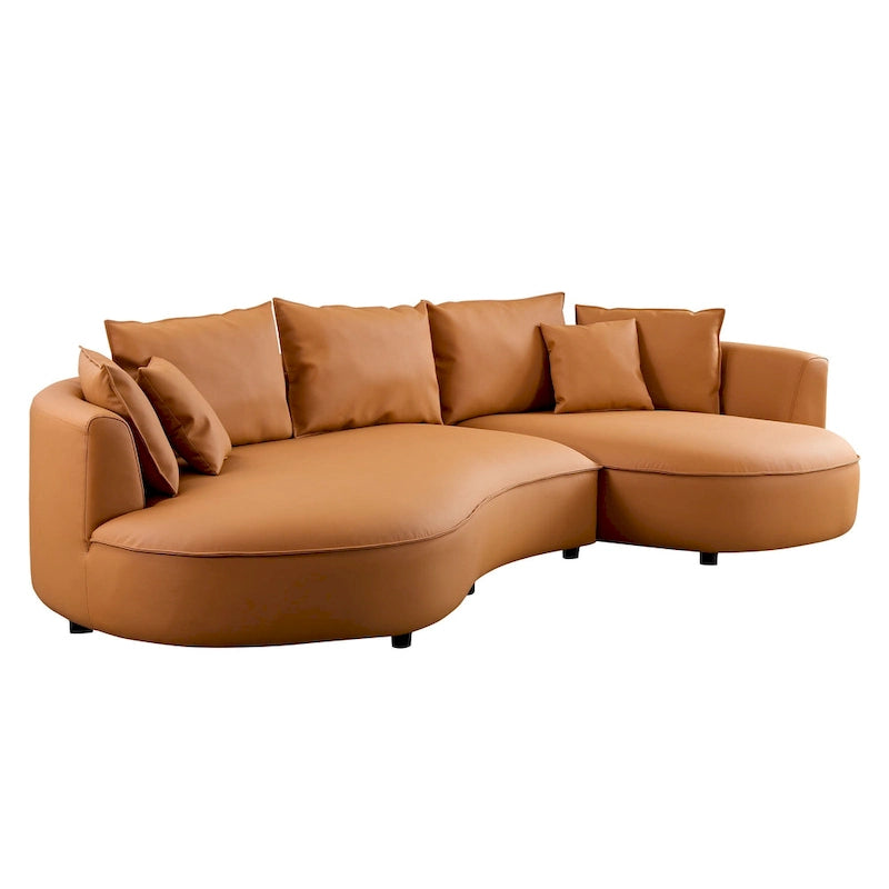 Canapé d'angle en cuir avec méridienne Grand canapé de luxe pour salon