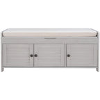 Banc de rangement avec 3 portes persiennes, coussin amovible et espace de rangement caché - 110,5 L x 40,6 l x 45,7 H cm