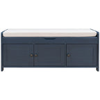 Banc de rangement avec 3 portes persiennes, coussin amovible et espace de rangement caché - 110,5 L x 40,6 l x 45,7 H cm