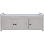 Banc de rangement avec 3 portes persiennes, coussin amovible et espace de rangement caché - 110,5 L x 40,6 l x 45,7 H cm