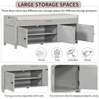Banc de rangement avec 3 portes persiennes, coussin amovible et espace de rangement caché - 110,5 L x 40,6 l x 45,7 H cm