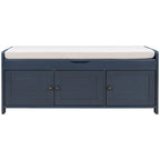 Banc de rangement avec 3 portes persiennes, coussin amovible et espace de rangement caché - 110,5 L x 40,6 l x 45,7 H cm