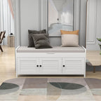 Banc de rangement avec 3 portes persiennes, coussin amovible et espace de rangement caché - 110,5 L x 40,6 l x 45,7 H cm