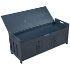 Banc de rangement avec 3 portes persiennes, coussin amovible et espace de rangement caché - 110,5 L x 40,6 l x 45,7 H cm
