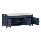 Banc de rangement avec 3 portes persiennes, coussin amovible et espace de rangement caché - 110,5 L x 40,6 l x 45,7 H cm
