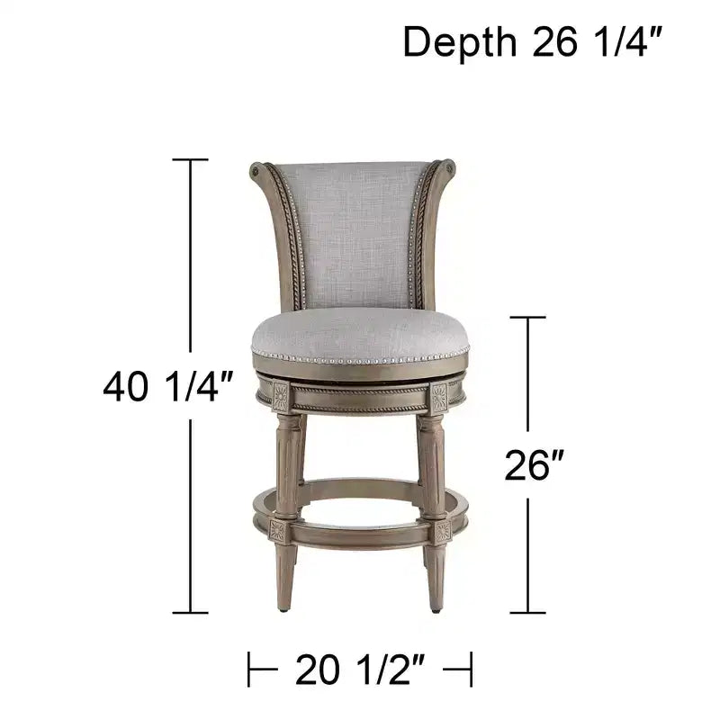55 Downing Street Oliver 26 tabouret de comptoir pivotant traditionnel en frêne gris et chêne
