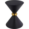 Studio 55D Midnight Mid-Century Modern Metal Hourglass Round Accent Side End Table 17 3/4 Wide Black Gold Ring for Living Room