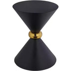 Studio 55D Midnight Mid-Century Modern Metal Hourglass Round Accent Side End Table 17 3/4 Wide Black Gold Ring for Living Room