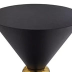 Studio 55D Midnight Table d'appoint ronde moderne en métal, sablier, 45 cm de large, anneau noir et doré pour salon