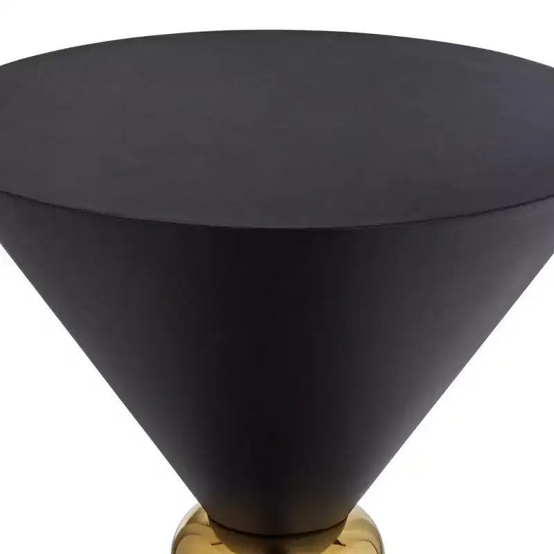 Studio 55D Midnight Table d'appoint ronde moderne en métal, sablier, 45 cm de large, anneau noir et doré pour salon