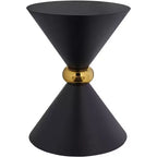 Studio 55D Midnight Table d'appoint ronde moderne en métal, sablier, 45 cm de large, anneau noir et doré pour salon