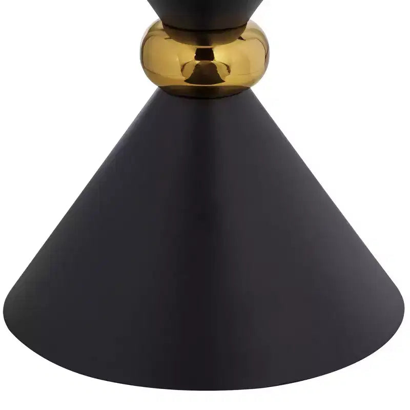 Studio 55D Midnight Table d'appoint ronde moderne en métal, sablier, 45 cm de large, anneau noir et doré pour salon