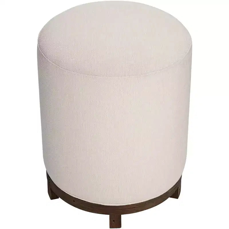 55 Downing Street Daniel Wood Tabouret de bar pivotant marron de 64,7 cm de haut avec coussin Zeus Pearl moderne pour îlot de cuisine à hauteur de comptoir
