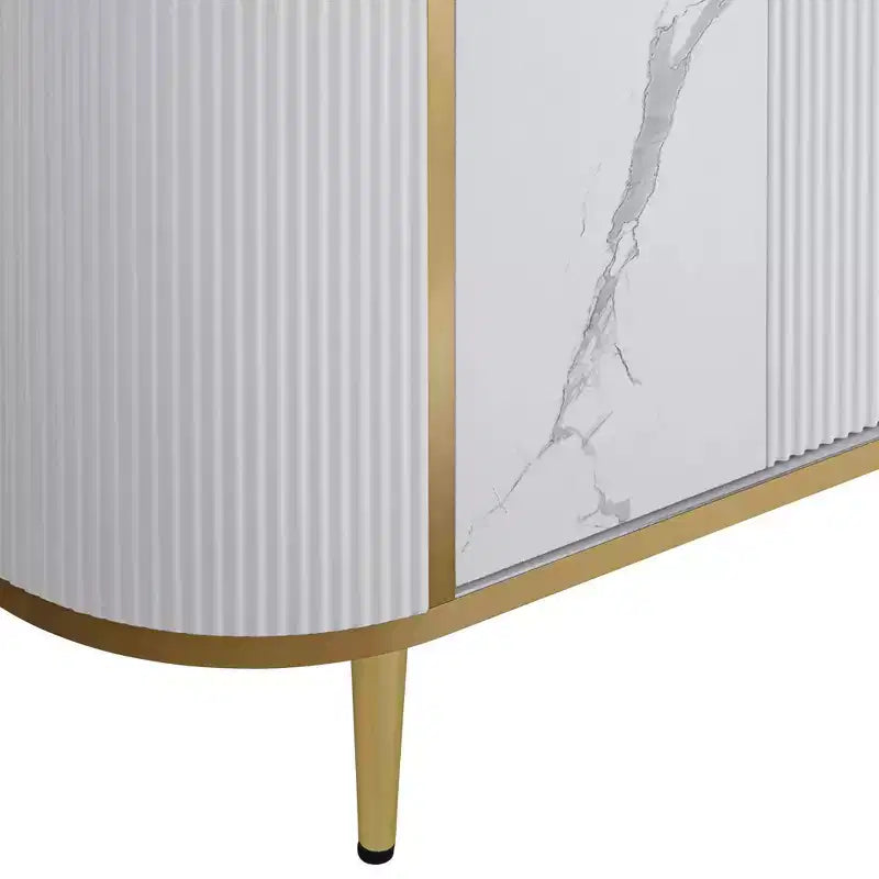 55 Downing Street Jodie Table console ovale moderne blanche 38 1/4 x 15 1/4 avec rangement, plateau en marbre noir pour salon