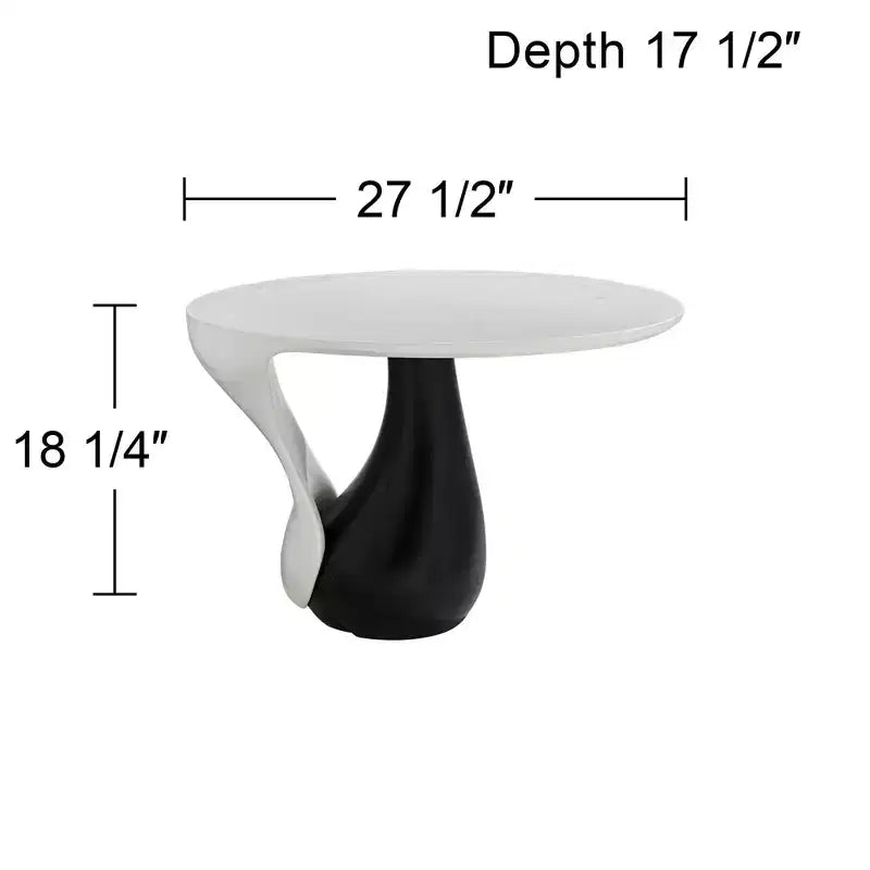 Table basse ovale moderne noire Studio 55D Dali Melt 70 x 44 cm Plateau et côté en marbre blanc pour salon, chambre, maison