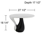 Table basse ovale moderne noire Studio 55D Dali Melt 70 x 44 cm Plateau et côté en marbre blanc pour salon, chambre, maison