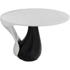Table basse ovale moderne noire Studio 55D Dali Melt 70 x 44 cm Plateau et côté en marbre blanc pour salon, chambre, maison