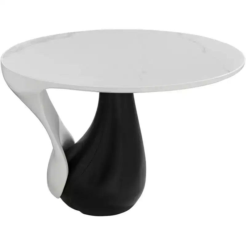 Table basse ovale moderne noire Studio 55D Dali Melt 70 x 44 cm Plateau et côté en marbre blanc pour salon, chambre, maison