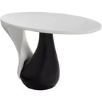 Table basse ovale moderne noire Studio 55D Dali Melt 70 x 44 cm Plateau et côté en marbre blanc pour salon, chambre, maison
